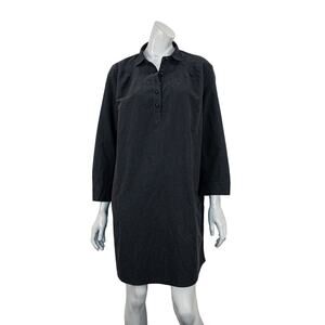 POMANDER Place Tuckernuck Women's 1/2 button short dress in black cotton size XL